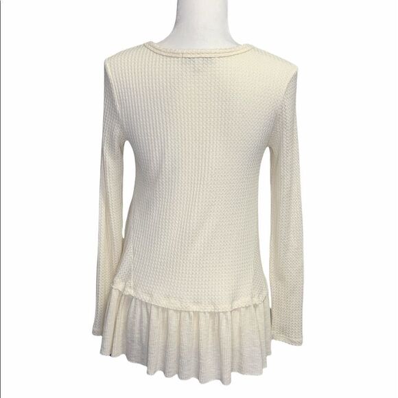 Eri + ALI Anthropologie Long Sleeve Knit V Neck Ivory - Picture 3 of 7